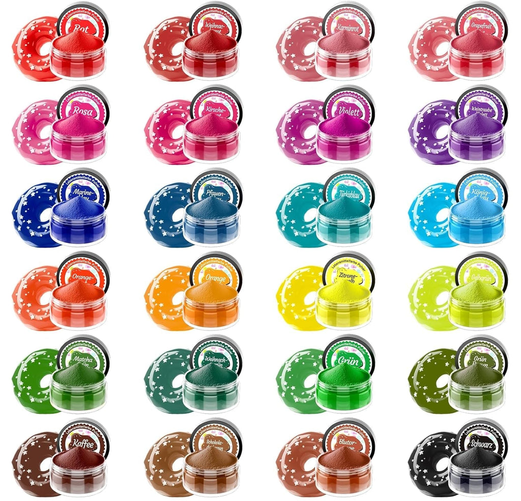 Colorant alimentar pudră - 24 coloranți alimentari foarte concentrați, coloranți alimentari vibranți pentru prăjituri, macaroane, fondant, gătit, glazură, cremă de unt, fursecuri - 2 g (fiecare)