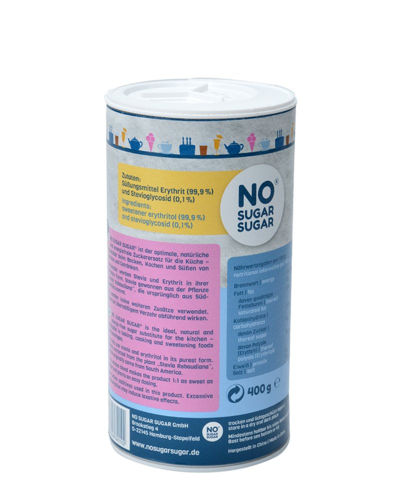 SANS SUCRE SUCRE 400 G Erythrit + Stevia Vegan, 100% Zucker- & Kalorienfreier Zuckerersatz, Zahnfreundlich 1:1 Süße Gegenüber Zucker, Gesunde Alternative Ohne Eigengeschmack Zum Kochen, Backen, Süßen Sweeteners Naty Shop