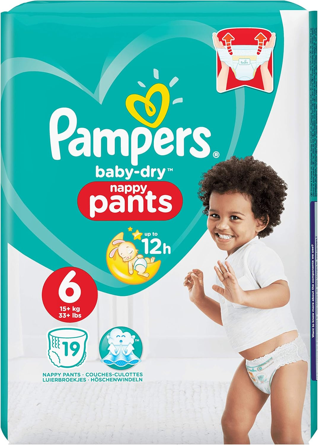 Couches Pampers Baby-Dry, taille 8, 43 couches, à partir de 19 kg, pack Jumbo+