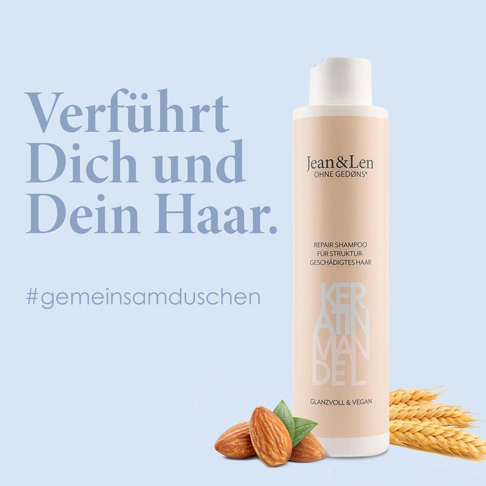 Jean & Len Shampoing réparateur Kératine & Amande, 300 ml Douche et bain Naty Shop