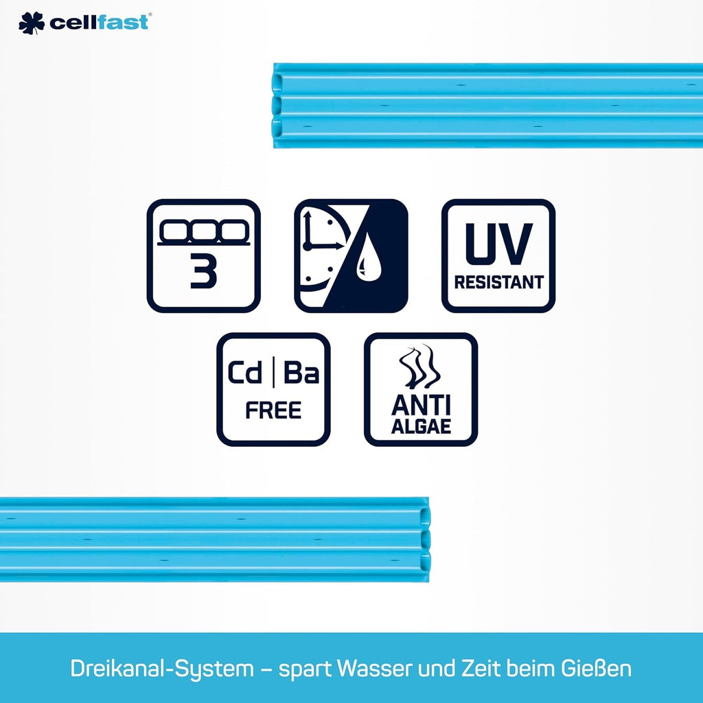 Furtun de irigații Cellfast SPRING, furtun de irigații cu trei canale și conectori completi, fabricat din fire de înaltă calitate, rezistent la UV, 15 m, 1/2 inch, 19-022, multicolor, 38x38x8 cm