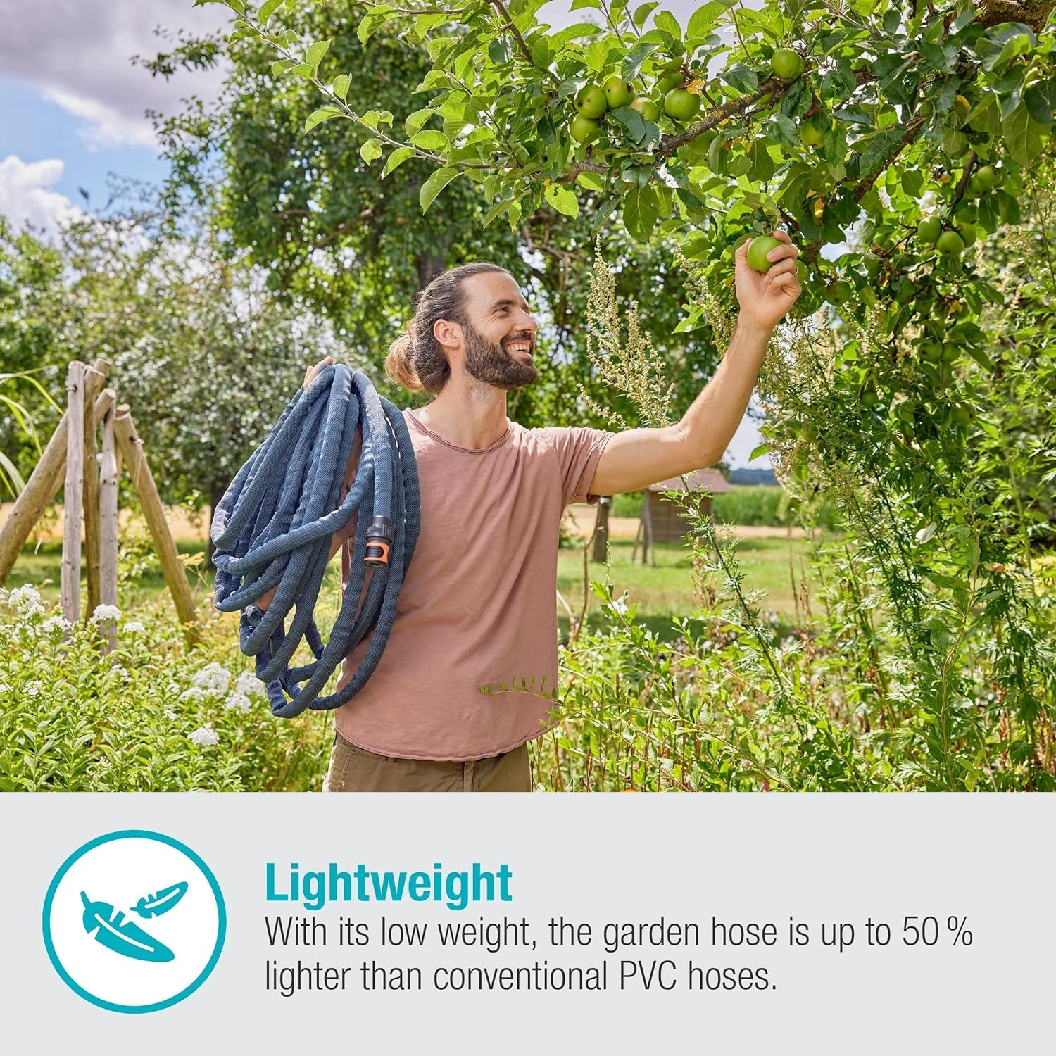 Set Gardena Liano Xtreme 3/4 inch, 20m: Furtun de grădină extrem de robust din material textil, cu furtun interior din PVC, ușor, rezistent la intemperii (18480-20)