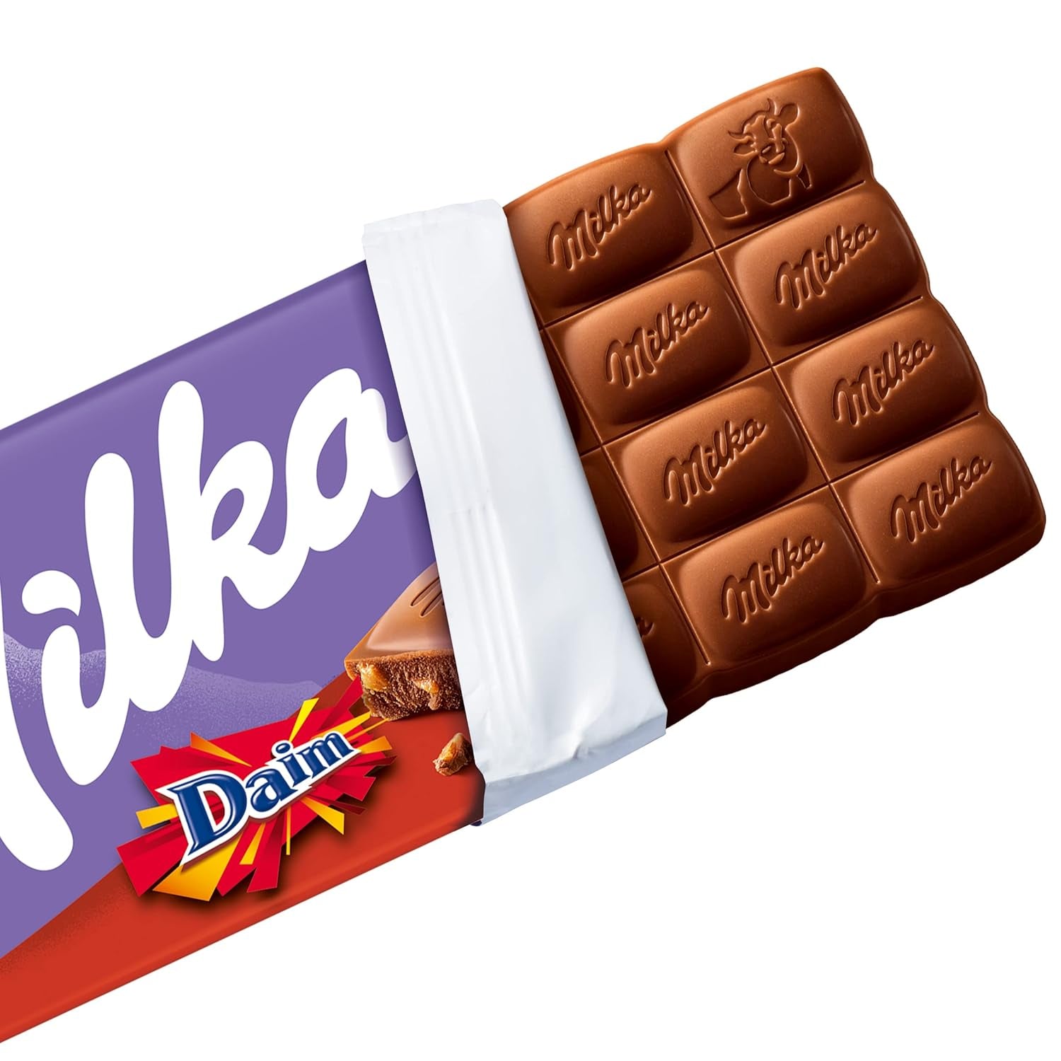 & Daim 1 x 100g I Chocolat au lait alpin I Aux morceaux de caramel et amandes I Chocolat au lait 100% alpin I Tablette de chocolat au Daim (Pack de 4)