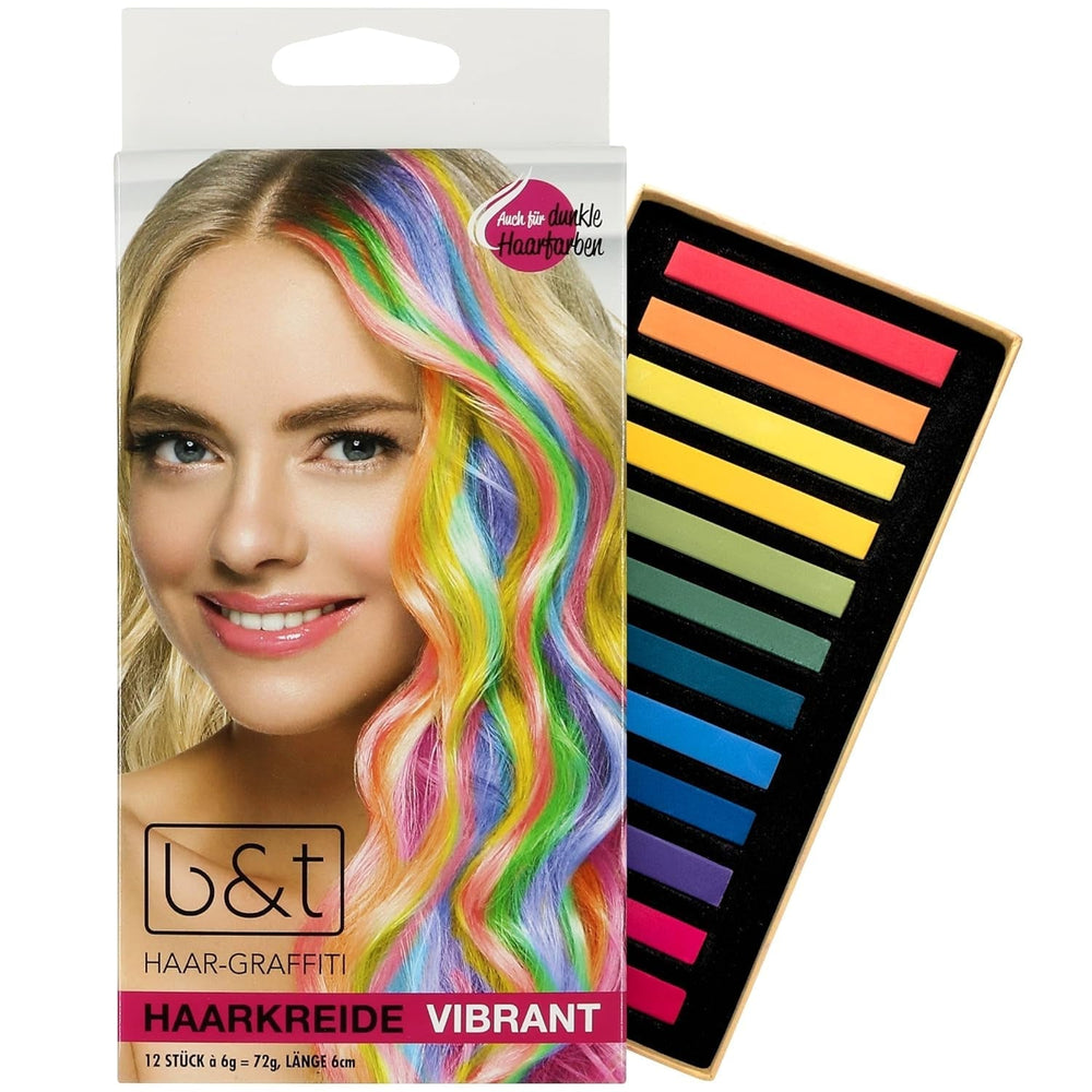 Ensemble de crayons de coloration (chariots) de 12 couleurs vibrantes - facile à utiliser - lavable - teinture capillaire temporaire - également pour les couleurs de cheveux foncés - en cadeau Halloween Carnaval Anniversaire Noël Teinture capillaire Naty Shop Titre par défaut