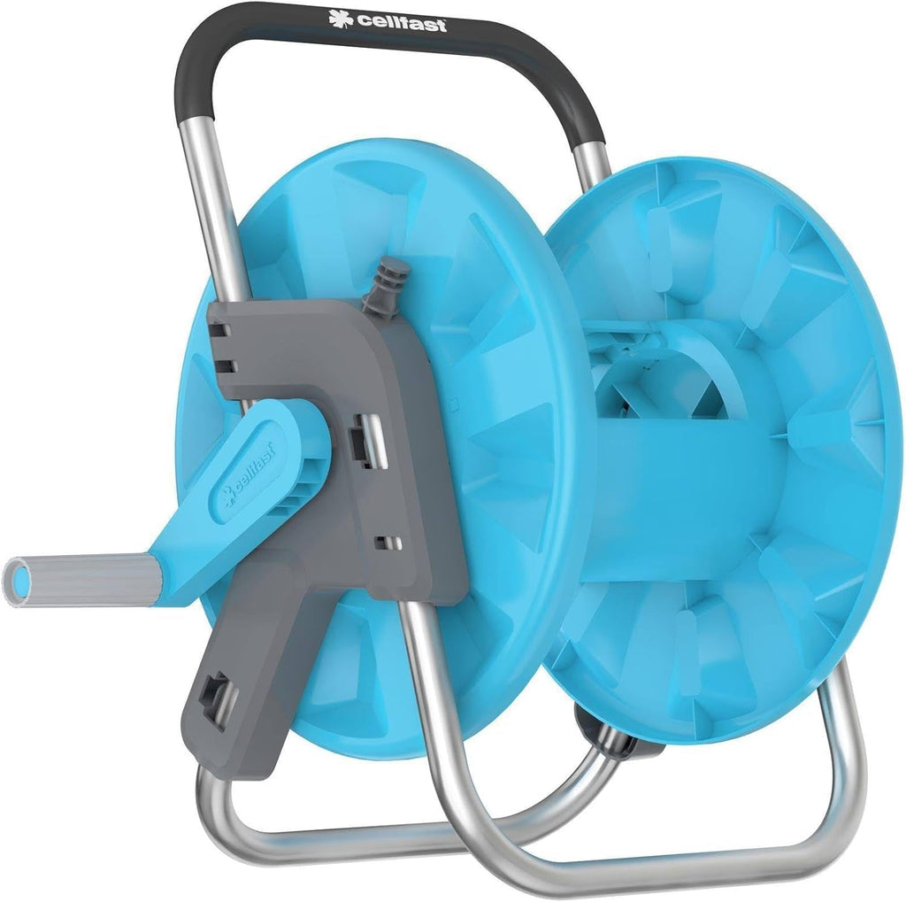 Rolă de furtun CELLFAST, înfășurare furtun de grădină rezistentă la coroziune, previne îndoirea furtunului, 1/2" 45 m Aluplus