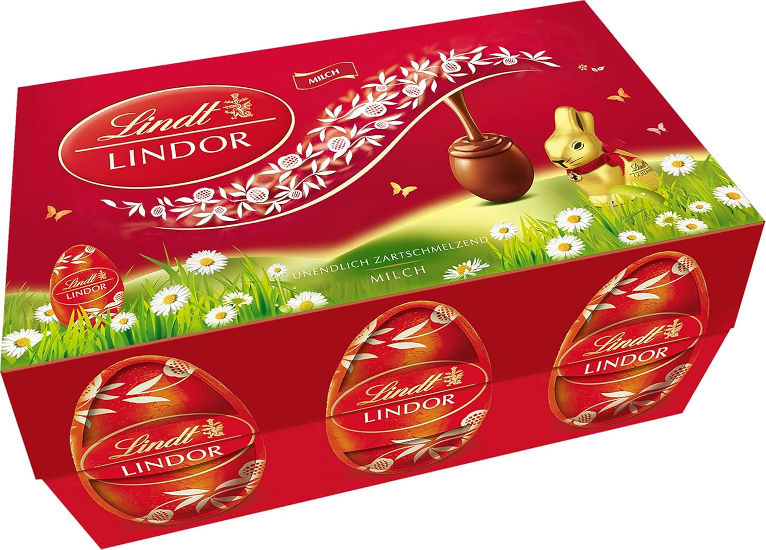 Mélange de Pâques Lindt Chocolat LINDOR | Boîte 144g | Œufs LINDOR qui fondent dans la bouche en trois variantes : Chocolat au lait, Chocolat noir, Noisette | Chocolat de Pâques | Cadeau de chocolat | 1 paquet