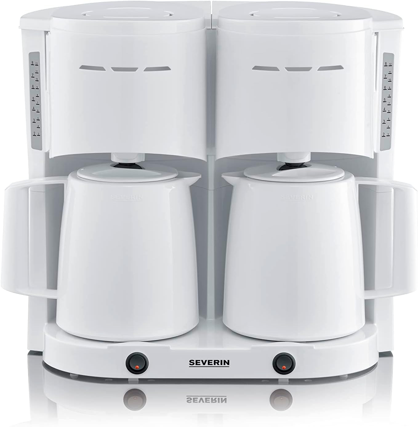 SEVERIN Machine à café filtre Duo avec carafe thermique, machine à café jusqu'à 16 tasses, jolie machine à filtre avec 2 carafes isothermes, noir, KA 9315