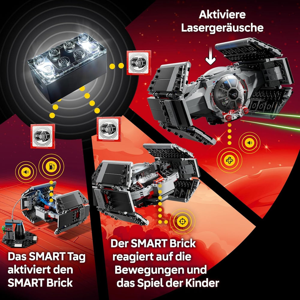 LEGO Star Wars 75421 SMART Play: Darth Vaders TIE Fighter - Interaktives All-in-1 Spielset mit SMART Brick, Tag, Minifigur & Ladegerät - Geschenk für Jungen, Mädchen ab 8 Jahren und Erwachsene Fans
