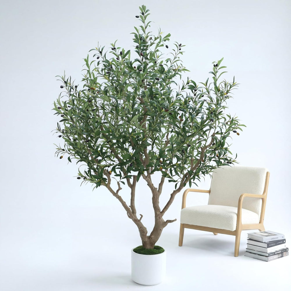 Olivenbaum Künstlich 210 Cm Inkl. Topf - Künstlicher Olivenbaum Mit Naturgetreuem Stamm, Realistischen Blättern & Oliven - Künstlicher Baum Für Indoor & Outdoor, Groß, Inklusive Moos & Topf
