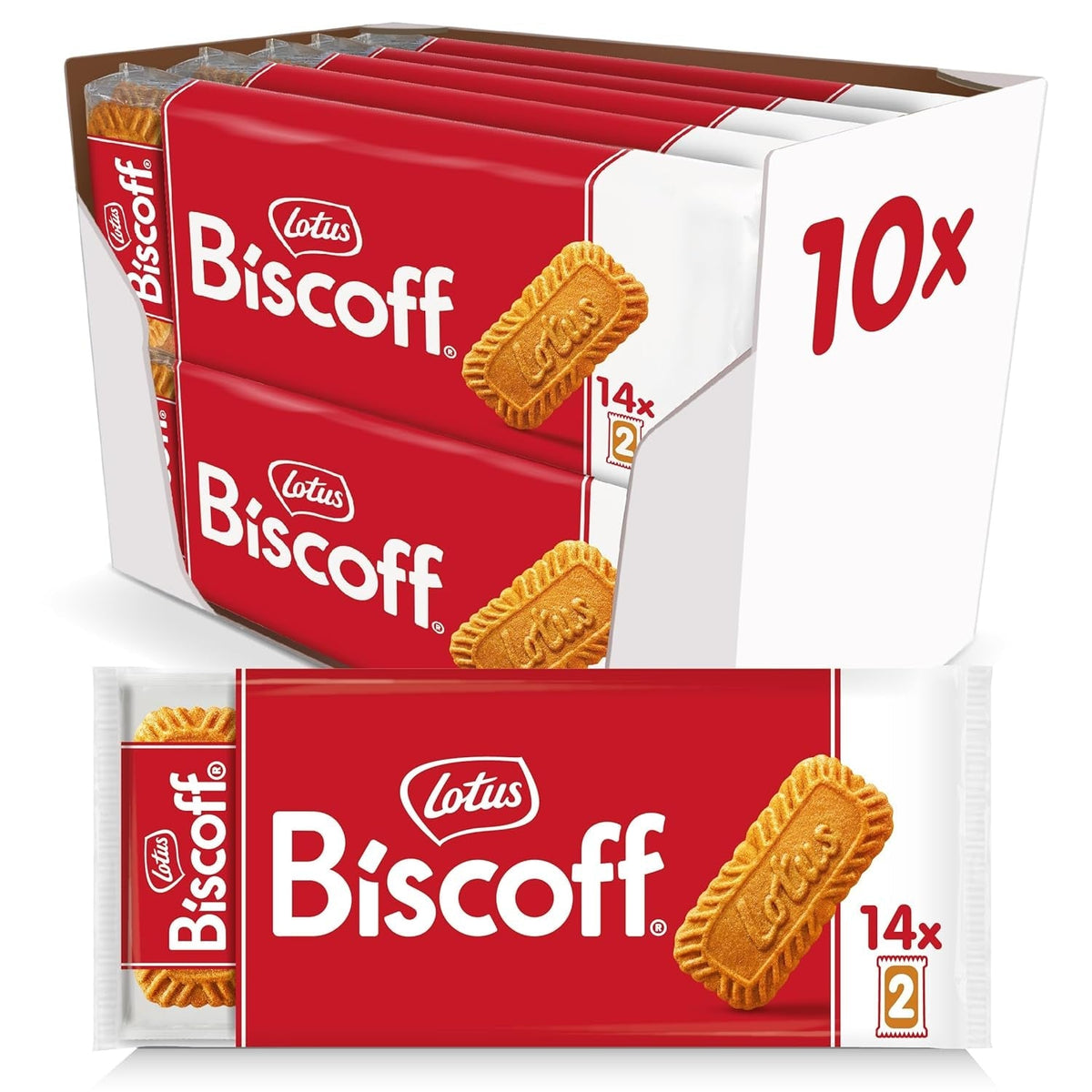 Biscoff Lotus | Biscuits Caramélisés | Biscuits emballés individuellement en paquet de 2 | Uniquement des ingrédients naturels | Végétaliens | Aucune couleur ou saveur ajoutée | 10x (14x2) | 2,17 kg