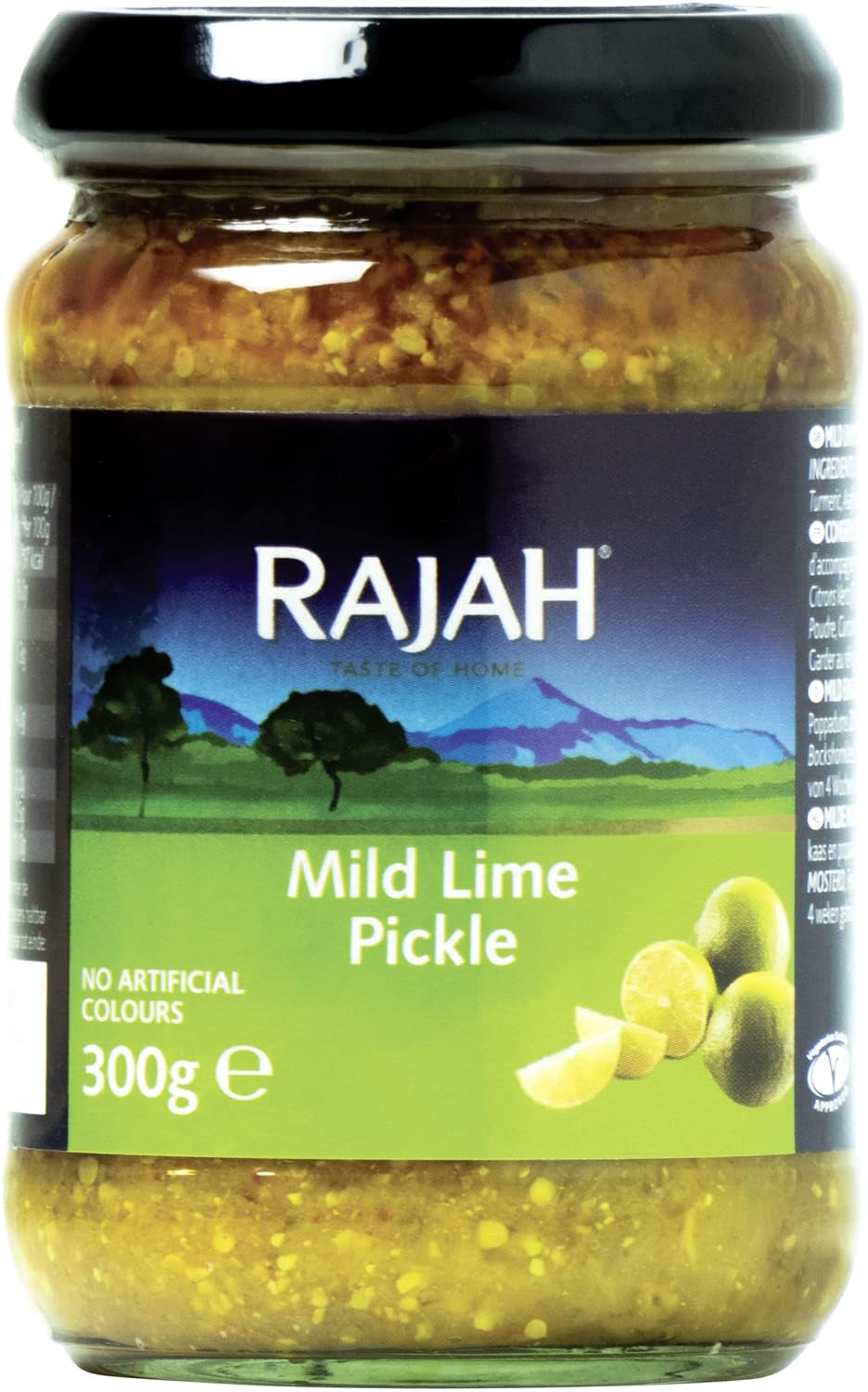 Rajah Mild Lime Pickle – Doux eingelegte Limetten – Idéal pour la préparation du curry, de la viande, du gâteau, des poppadums et des plats cuisinés – 1 x 300 g