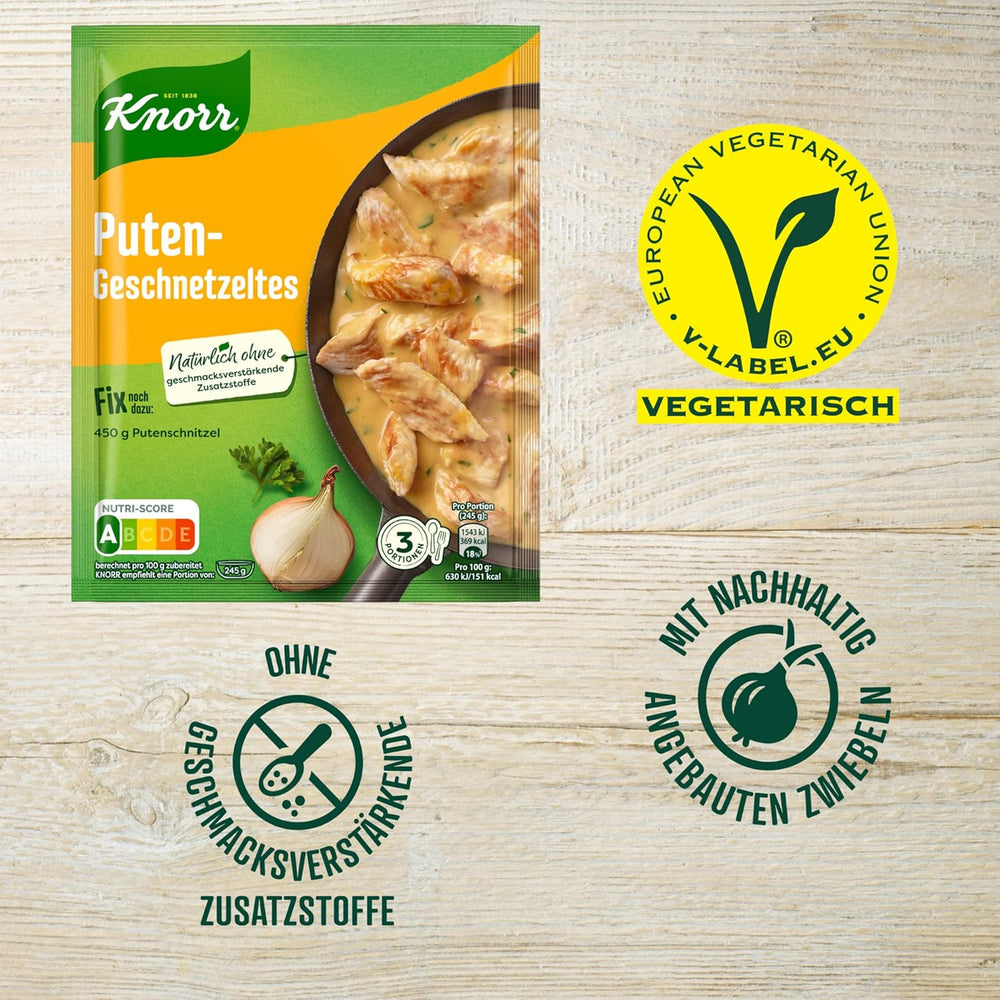 Knorr Fix Puten-Geschnetzeltes für ein leckeres Fleischgericht sans geschmacksverstärkende Zusatzstoffe 3 Portionen