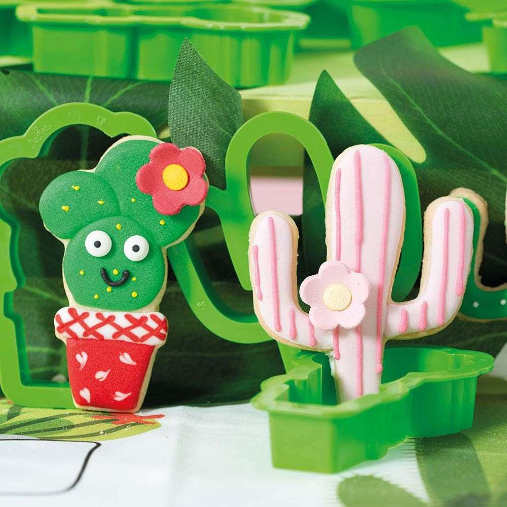 0255072 Emporte-pièce cactus en plastique, lot de 2, 9 x 2,2 cm, vert