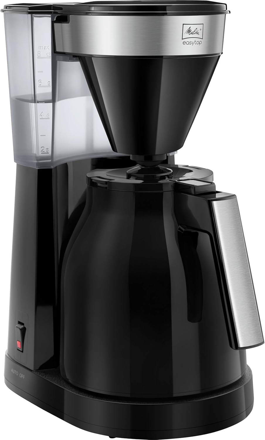 Melitta Easy Top - Machine à expresso avec filtre et carafe en verre, pour jusqu'à 10 tasses à café, noir/acier inoxydable