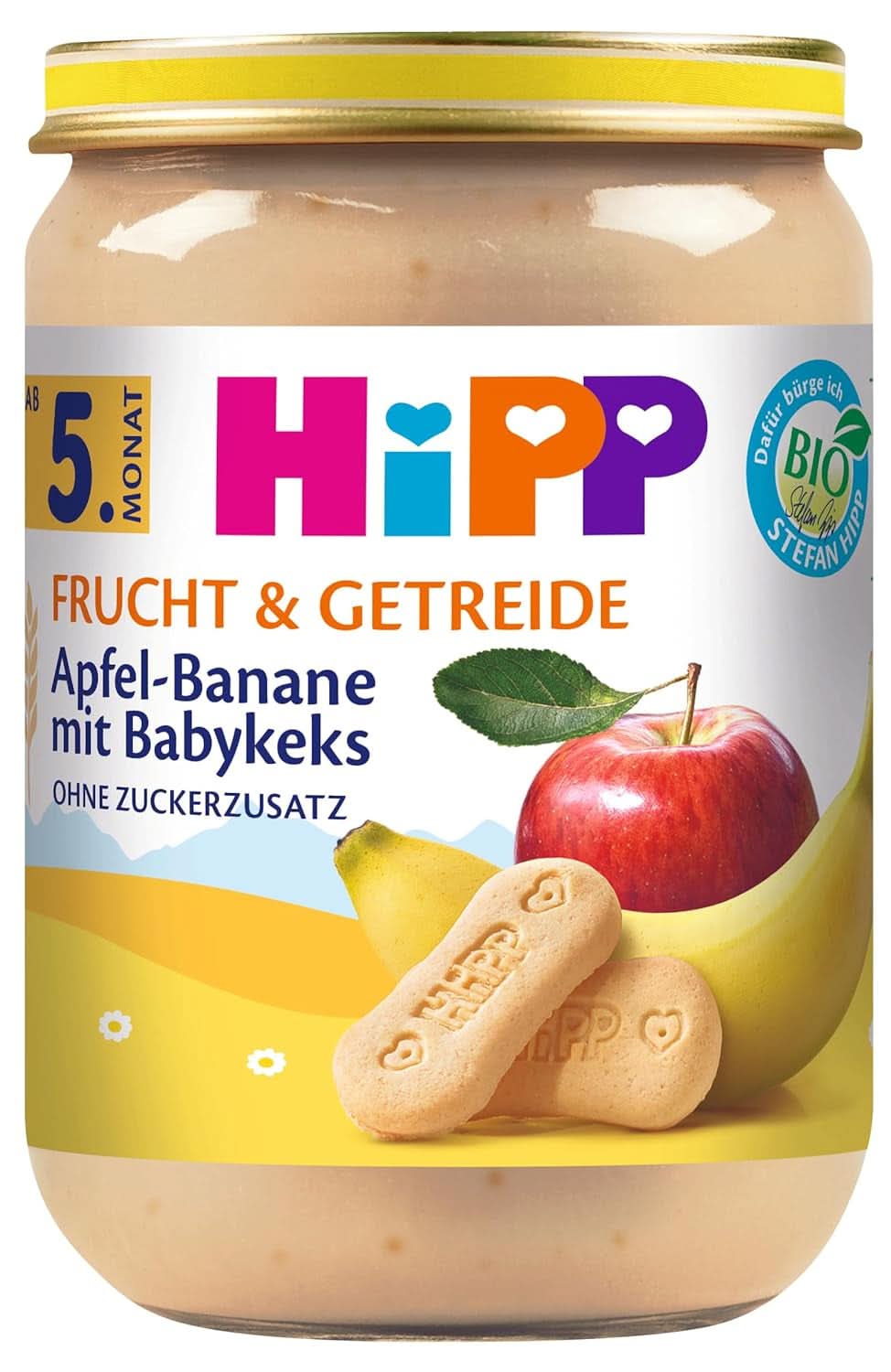 Hipp Poires-Bananes aux biscuits, paquet de 6 (6 X 190 grammes) Mère et Enfant Naty Shop 6 x 190 grammes Pommes et Bananes