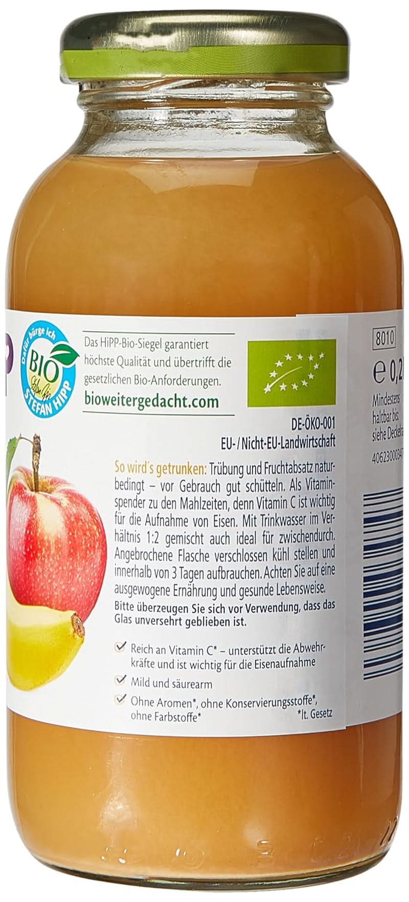 Hipp Banane-pomme Bio, lot de 6 (6 X 200 ml) Mère et Enfant Naty Shop