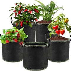 5 Pots de Tomates de 12 L, Sacs de Plantation Non Tissés avec Poignées, Pots de Jardin Épaissi et Aérés, Sacs de Plantation Réutilisables pour Pommes de Terre, Tomates, Légumes, Fleurs et Fraises
