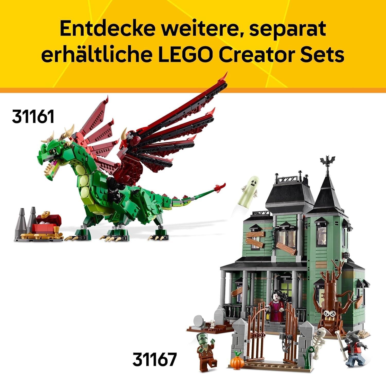 LEGO Creator Ritterburg im Mittelalter - 3-in-1-Bauset - Spielzeug Ritterburg - Umwandelbar in Ritterturnier-Szene oder Stadt - 6 Minifiguren - Geschenk für Jungen und Mädchen ab 9 Jahren 31168