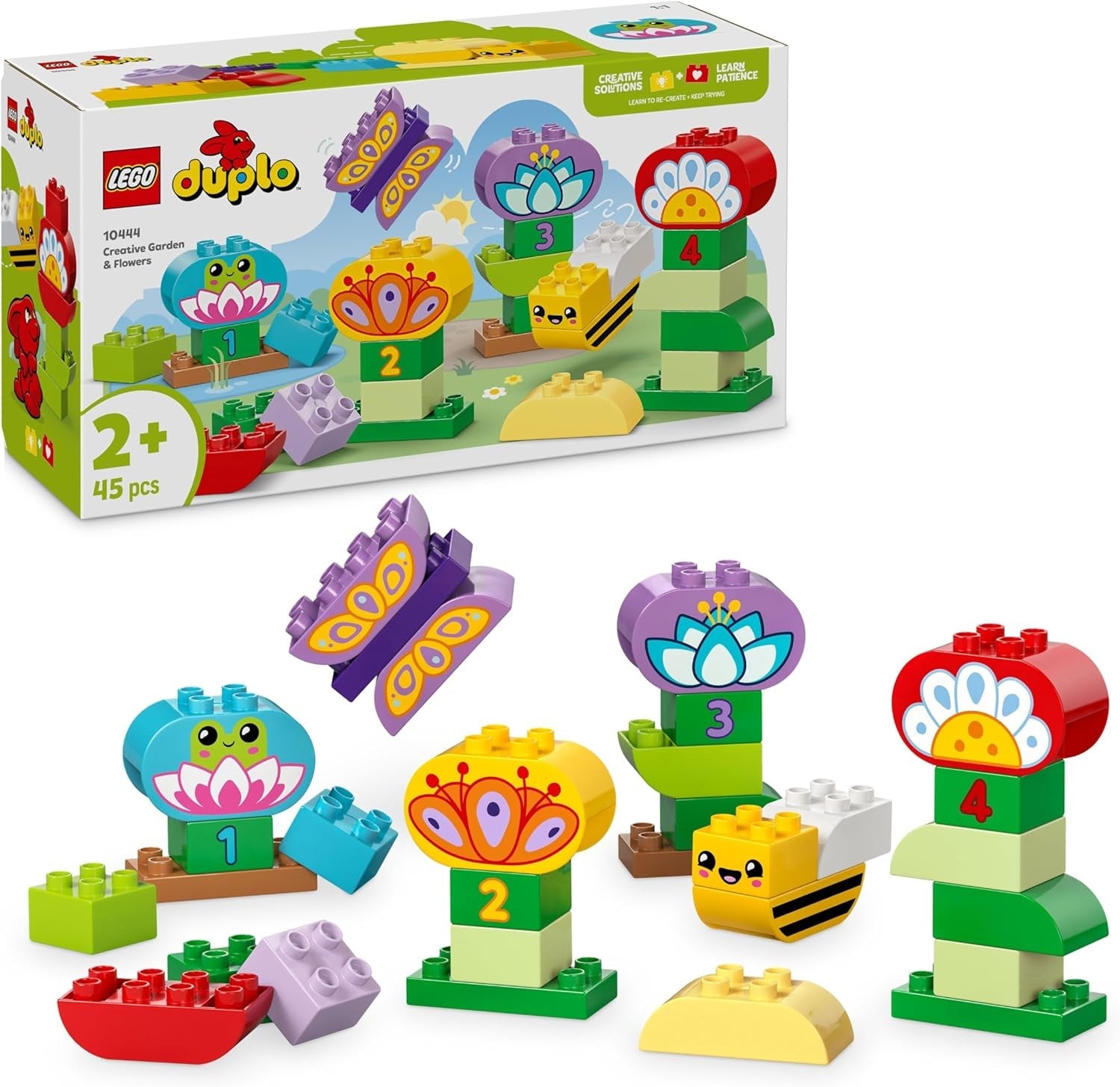 LEGO DUPLO Town Kreativer Blumengarten - Motorikspielzeug für Kinder ab 2 Jahren - Montessori Spielzeug - Lernspielzeug für Vorschulkinder - Garten Spiel für Kleinkinder - Geschenkidee 10444