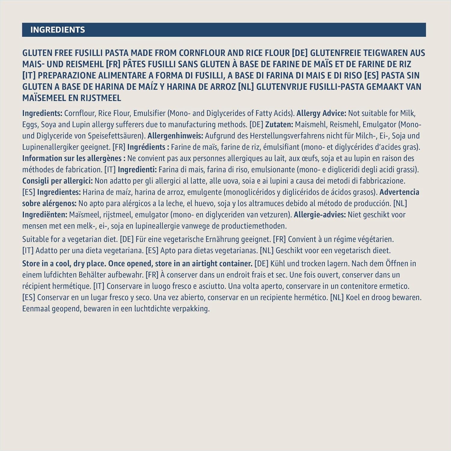 d'Amazon fusilli sans gluten, 500g