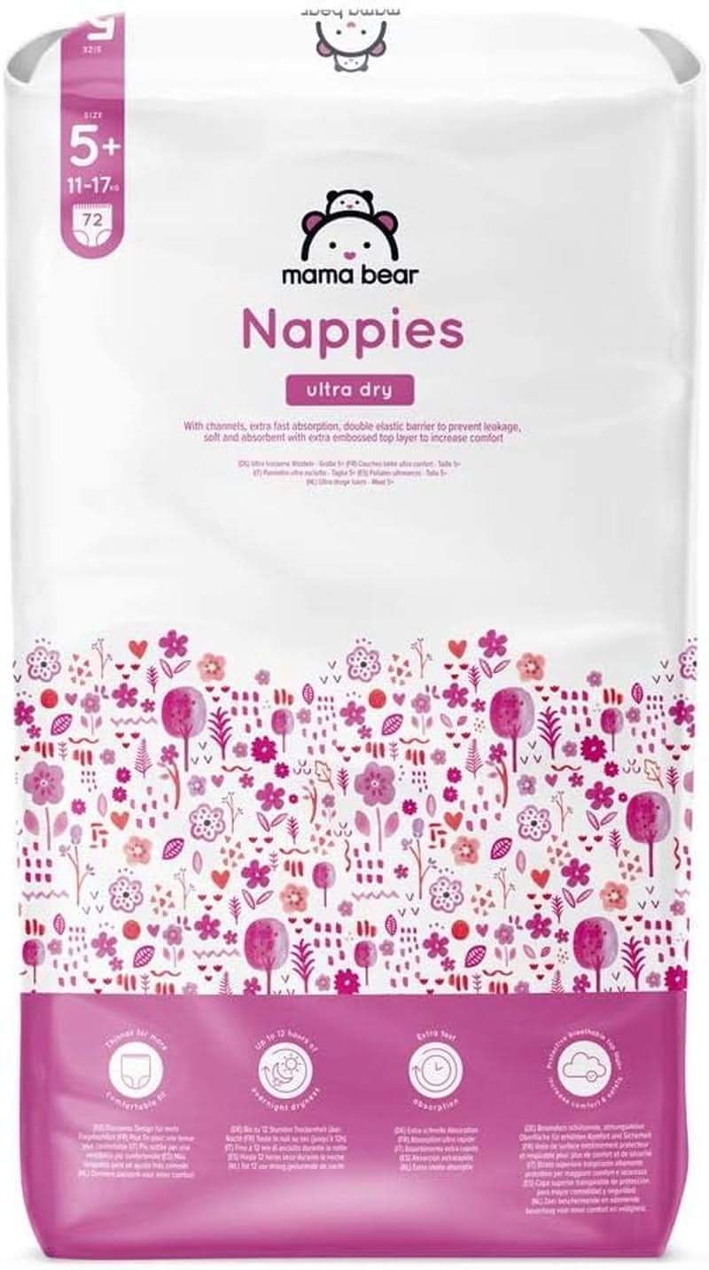 Scutece Mama Bear Ultra Dry, diverse marimi si cantitati Mama si Copilul Naty Shop 5+ (11-17 Kg) Pachet individual