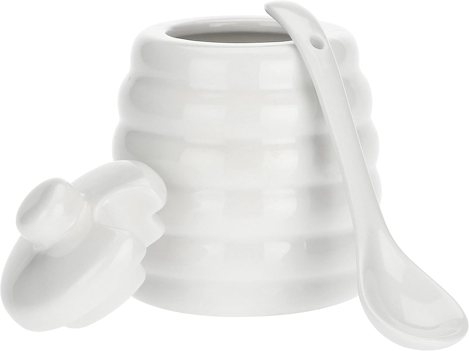 la Porcellana "Sucrier Domestique avec Cuillère, Coffret Cadeau, Blanc"