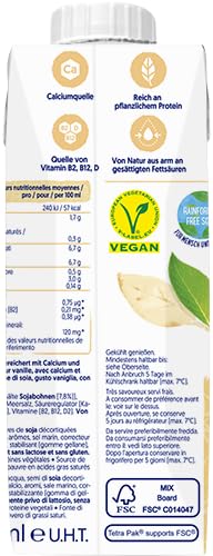 Alpro Sojadrink, Vanillegeschmack, Pflanzlicher Drink, végétalien, sans lactose, sans gluten, UHT, 15x250ml, paquet de 15