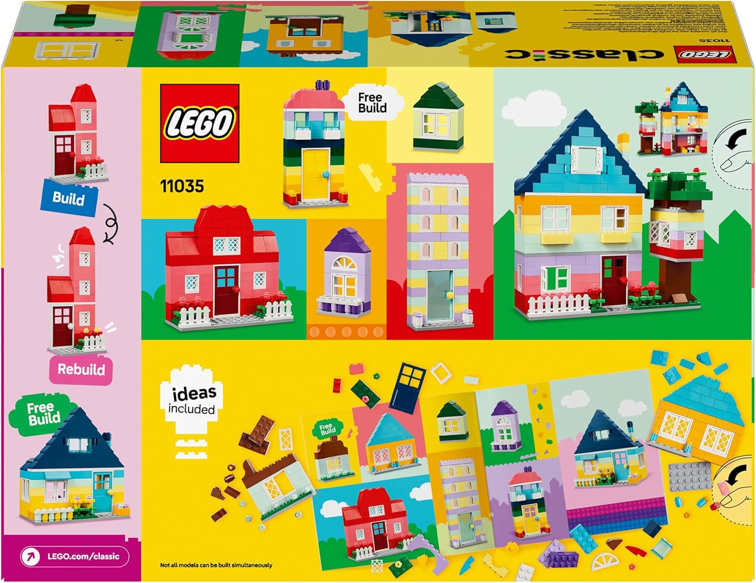 LEGO Classic Creative Houses, ensemble de briques de construction pour enfants, jouet de construction 850 briques, jouet de construction de maison avec accessoires, cadeau pour garçons et filles de 4 ans 11035 Ensembles de construction Beuche den LEGO-Store