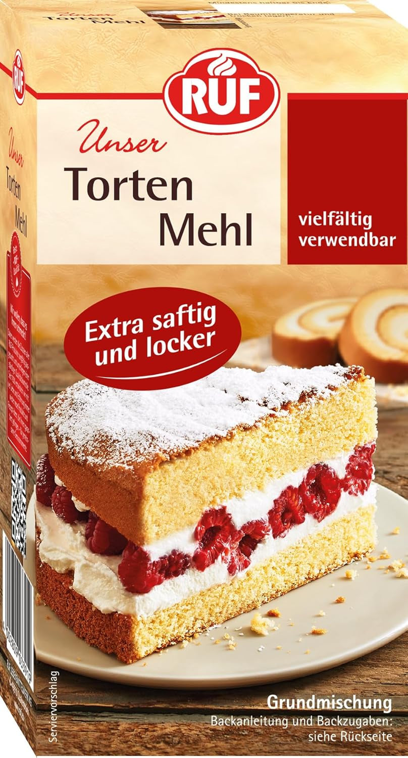 RUF Biskuit Teig, Backmischung Für Einen Saftigen Biskuitteig, Gelingsicher Und Schnell Zuberitet, Zur Herstellung Von Biskuitrollen, Biskuitkuchen or tortenboden, 1 X 250G Naty Shop 400 G (1Er Pack) Tortenmehl