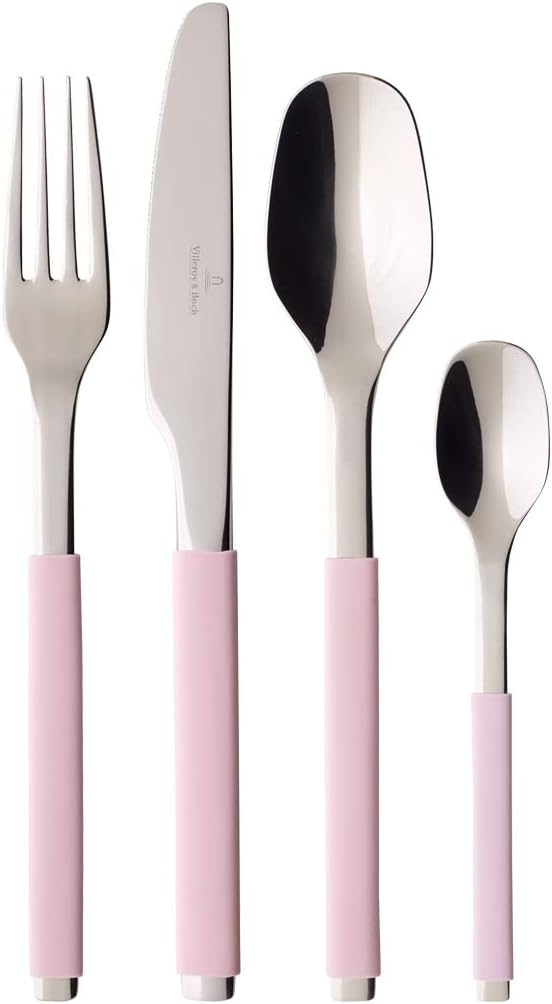 Villeroy Et Boch - S+ Taupe Ménagère En Acier Inoxydable De Haute Qualité Avec Manche En Silicone Naty Shop Rose 24 Couverts