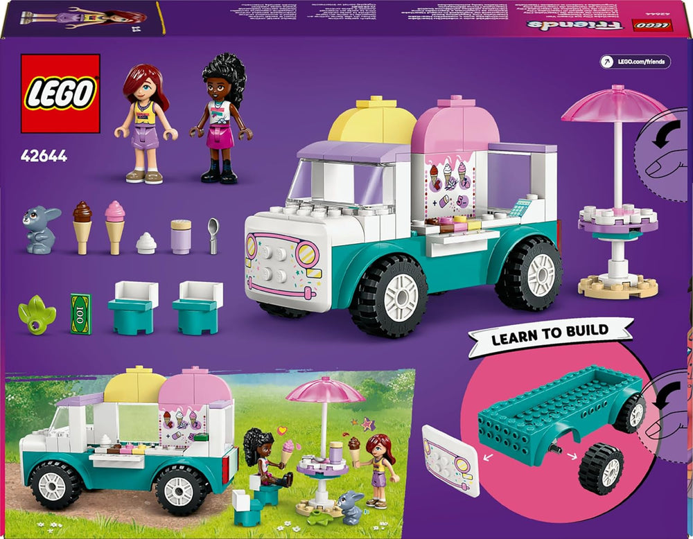 LEGO Friends Heartlake City Eiswagen, Spielset für Rollenspiele, Bauset mit 2 Spielzeugfiguren und einem Hasen, Spielzeug für Mädchen ab 4 Jahren, Bauspielzeug mit Minifiguren der Charaktere 42644