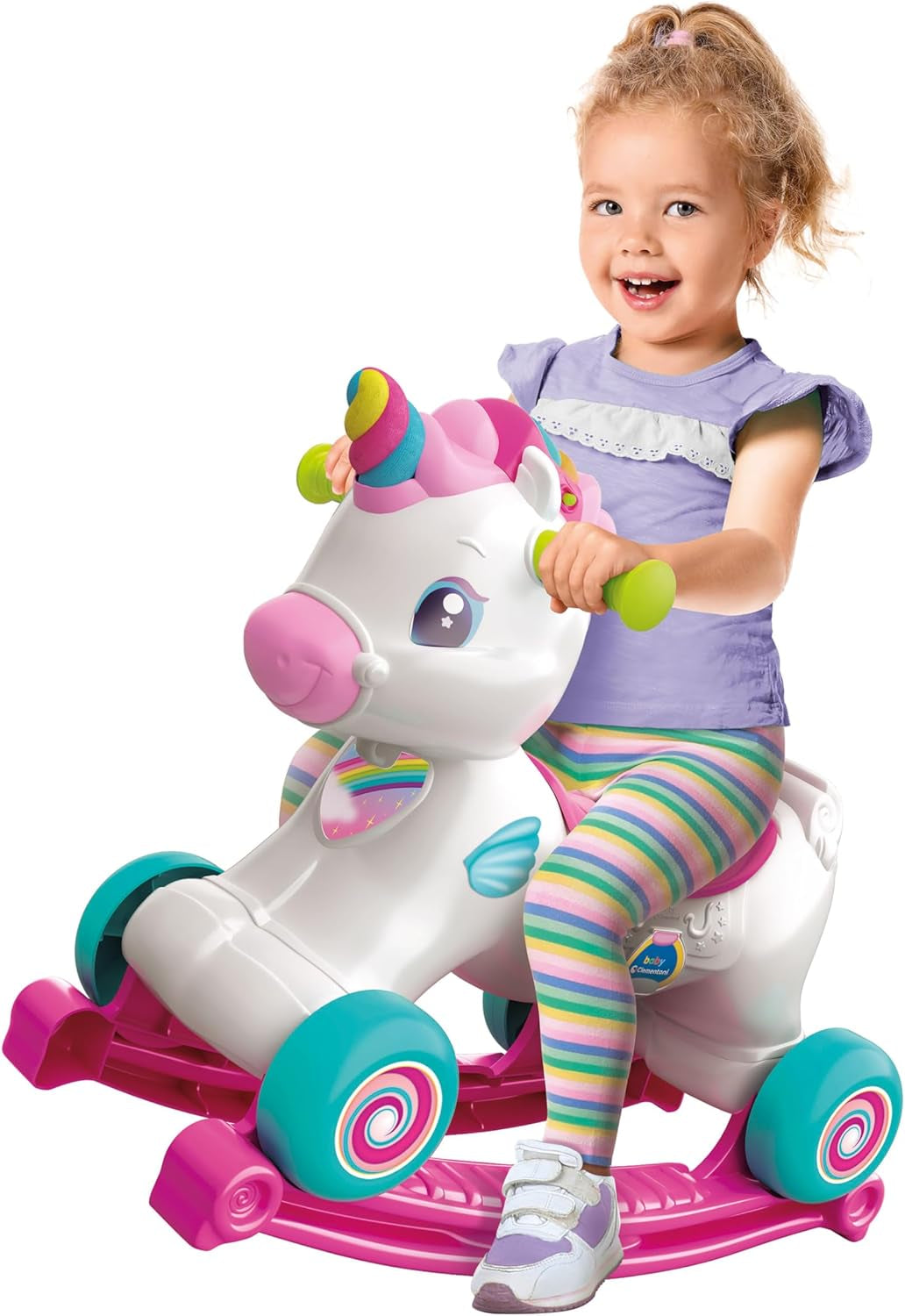 Balançoire licorne Baby Clementoni - Animal à bascule 3 en 1 avec centre d'activités interactif pour les enfants à partir de 12 mois - Jouet sensoriel et moteur 17883 Bebe Toys Naty Shop