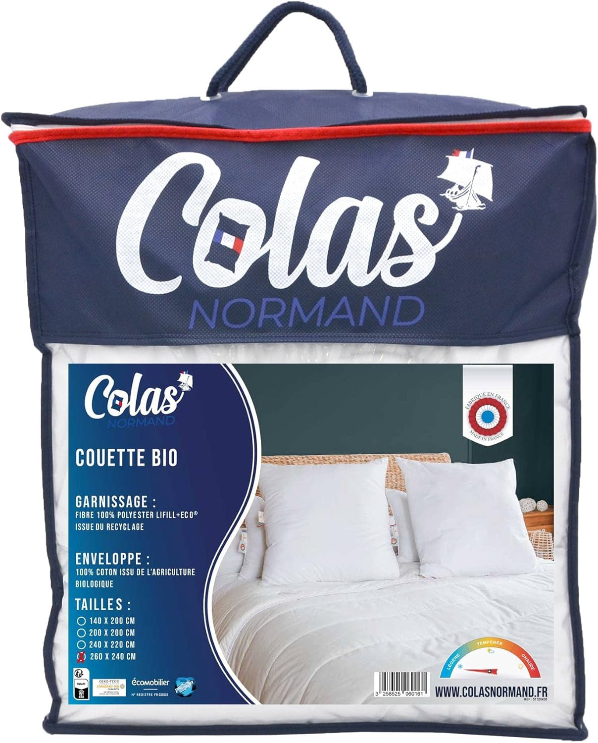 Couette COLAS NORMAND 260 X 240 cm, coton bio et garnissage recyclé, légère, douce, lavable en machine à 40°C Couettes et couettes Naty Shop Titre par défaut