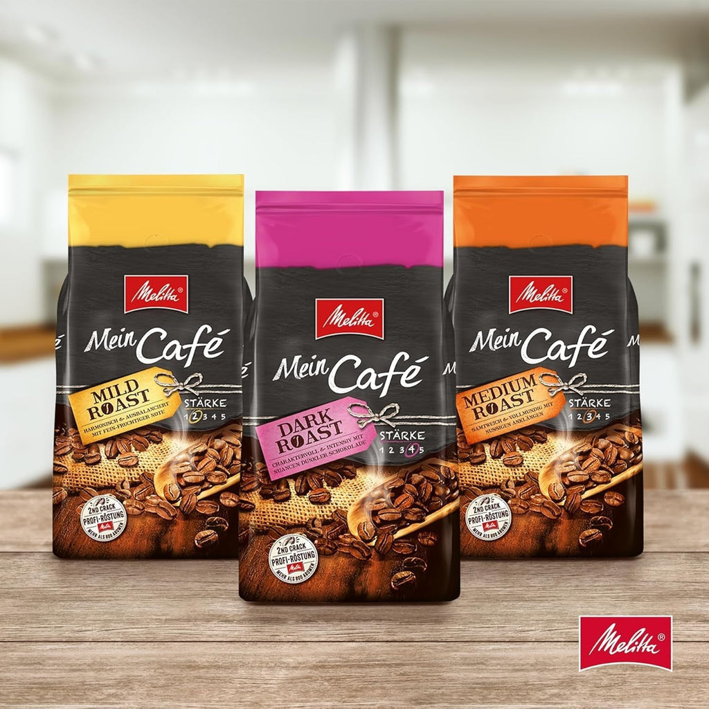 Melitta Mein Café Medium Roast, Boabe de cafea întregi, Nemăcinate, intensitate 3/5 Cafea Naty Shop