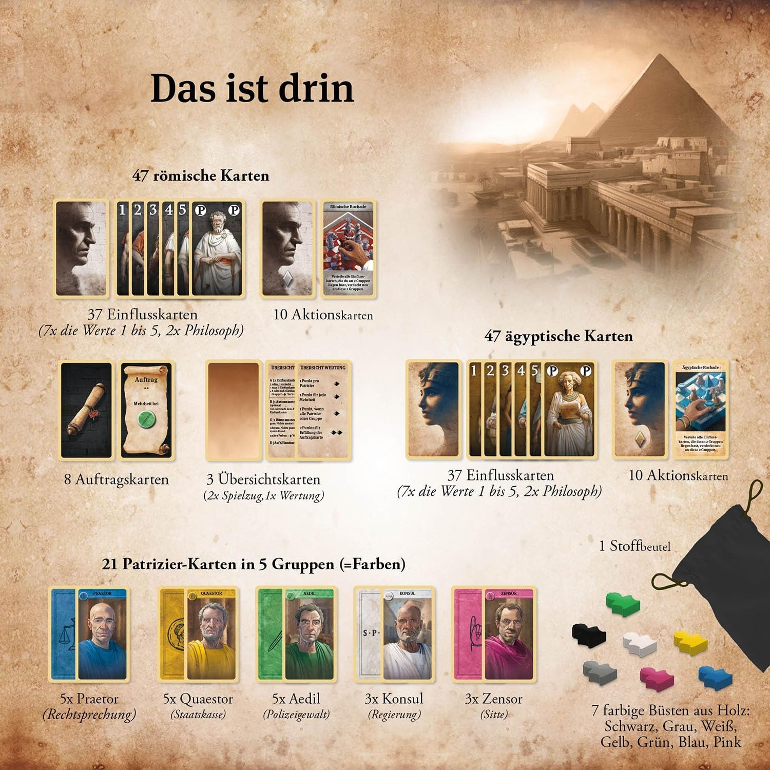 KOSMOS 684556 César et Cléopâtre, jeu de cartes stratégique pour 2 joueurs à partir de 10 ans, jeu pour adultes, jeu de société pour 2