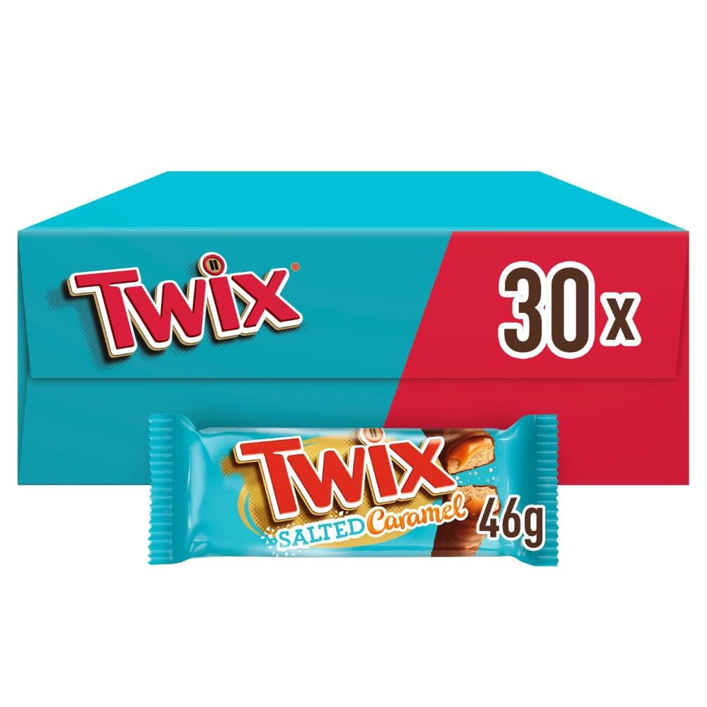 Barres de chocolat au caramel salé Twix | Paquet de chocolat en vrac | 30 barres doubles (30 x 46g)