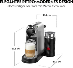 Machine à expresso avec capsules Nespresso XN761B Citiz&Milk | Mode veille automatique | 1260 watts | Capacité du réservoir d'eau : 1 l | Pression de la pompe : 19 bars | Argent