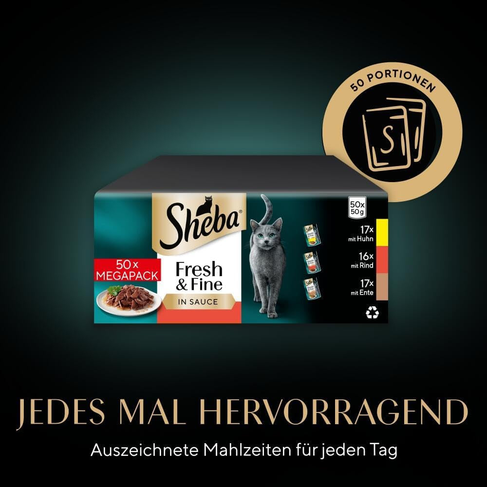 Sheba CATCARE Sachet Wet Fresh & FINE (Viande) Morceaux EN Sauce Adulte 50G Multipack Standard