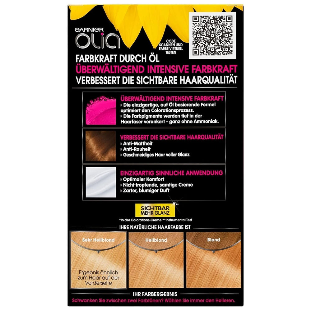 Garnier Olia Coloration permanente sans ammoniaque, Coloration nourrissante pour une couverture 100 % des cheveux gris, The Golds, 10,32 Platinum Gold (Blond), 3 pièces Naty Shop Hair Color