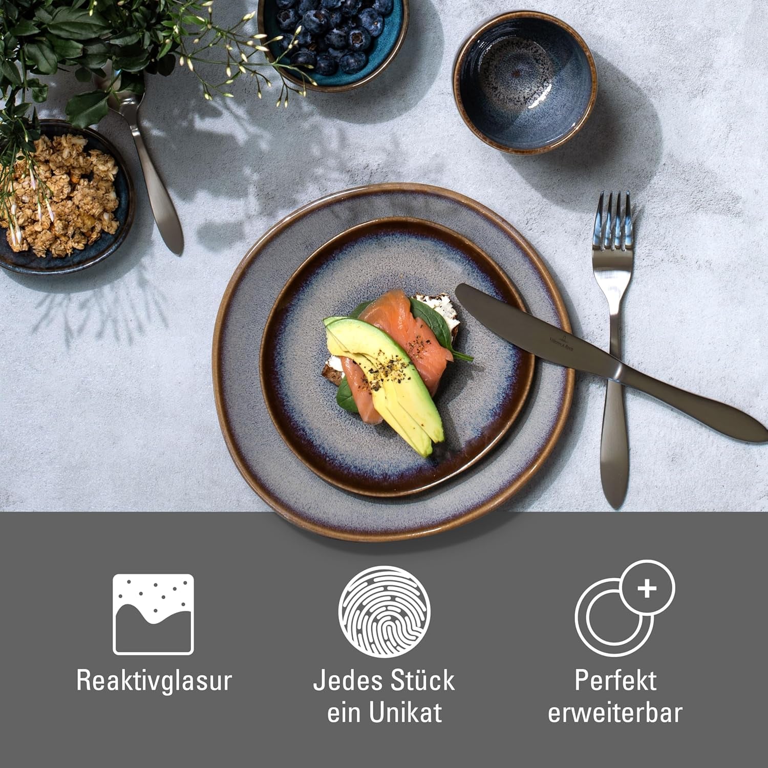 Service de table Lave beige de Villeroy & Boch, 4 pièces, env.