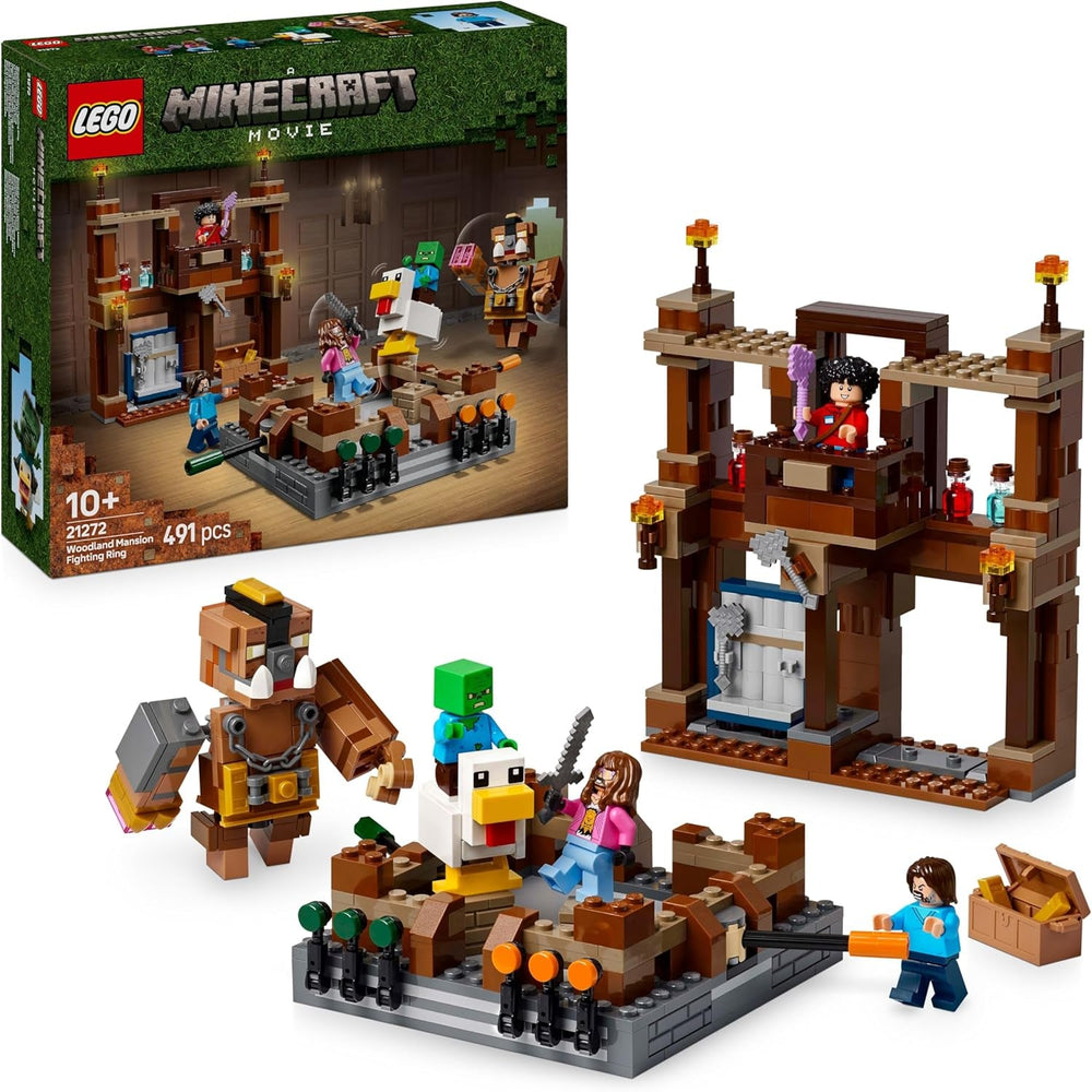 LEGO Minecraft Waldanwesen mit Boxring - Interaktives Gaming Spielzeug- Baby-Zombie, Steve, Garret und Henry Minifiguren - Gamer Geschenk für Jungen, Mädchen und Videospiel Fans ab 10 Jahren - 21272