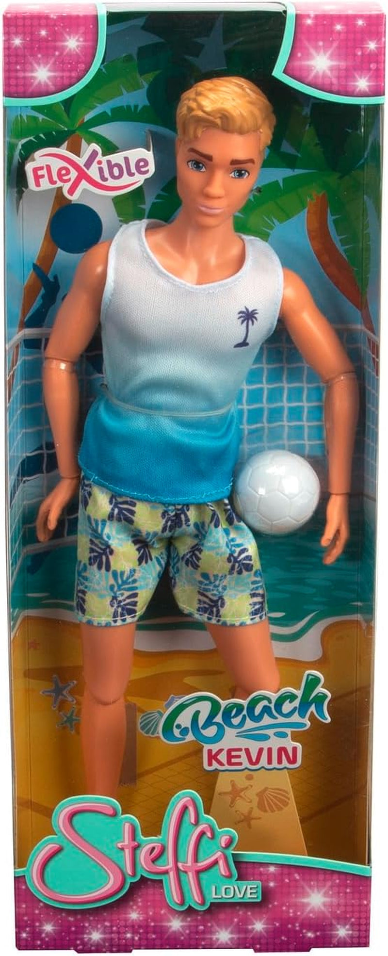 Steffi Love Beach Kevin, Kevin en maillot de bain avec T-shirt et volley-ball, entièrement mobile, poupée de jeu de 30 cm, à partir de 3 ans, blanche Naty Shop Dolls Titre par défaut