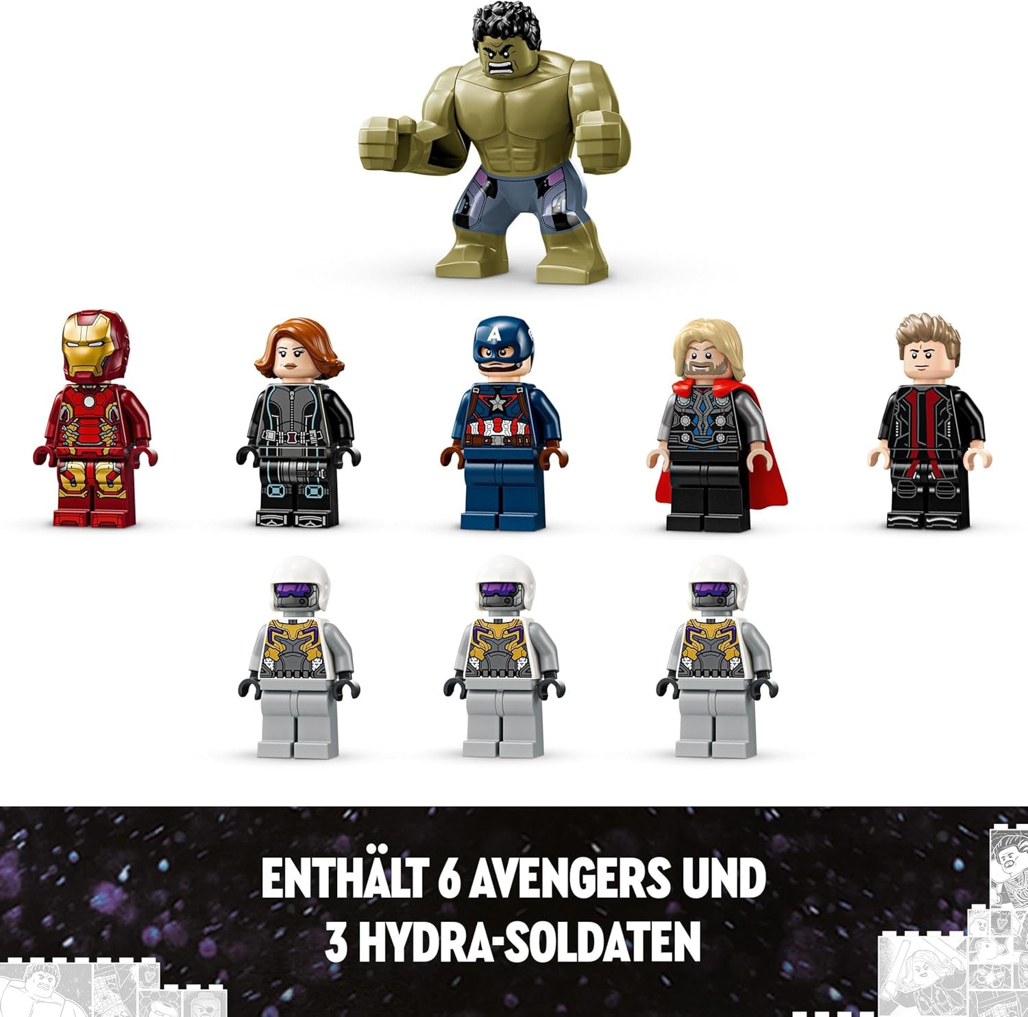 LEGO Marvel Avengers Assemble : Age of Ultron, ensemble de construction et de jeu avec 8 figurines de super-héros tels que Thor, Hulk et Iron Man, jouet de construction pour garçons et filles, set d'aventure 76291 Jeux de construction Besuche den LEGO-Store