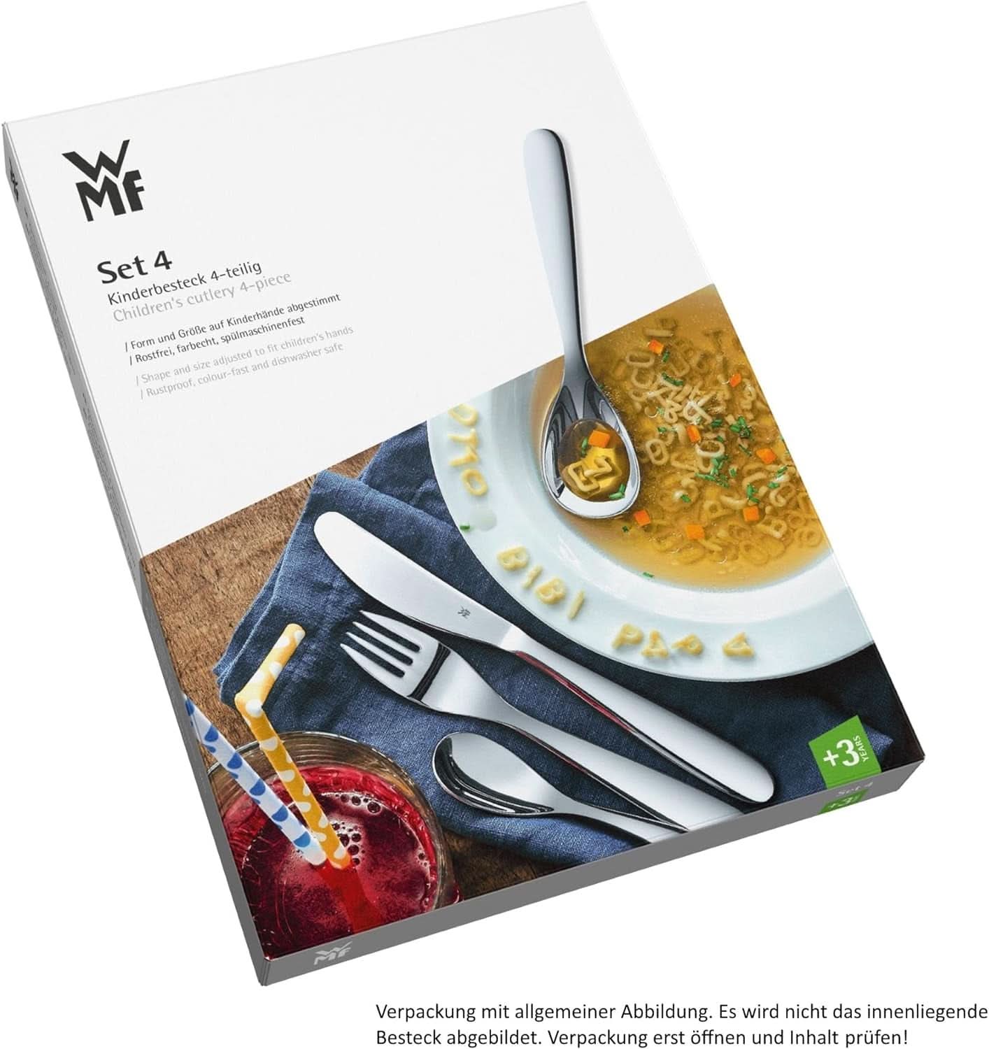 WMF Animals set de couverts en acier inoxydable pour enfants, 4 pièces, poli Cromargan Kitchen Naty Shop