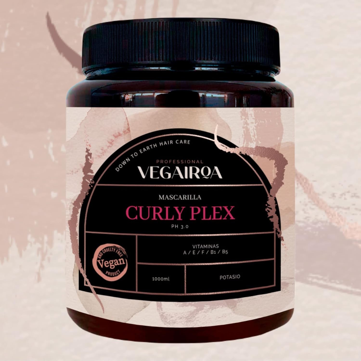 VEGAIROA - Curly Plex Mask - Masque pour boucles définies sans frisottis - Soin hydratant en profondeur - Pour cheveux bouclés ou ondulés - Produit de coiffure professionnel vegan - Masque Capillaire Naty Shop 1000ml