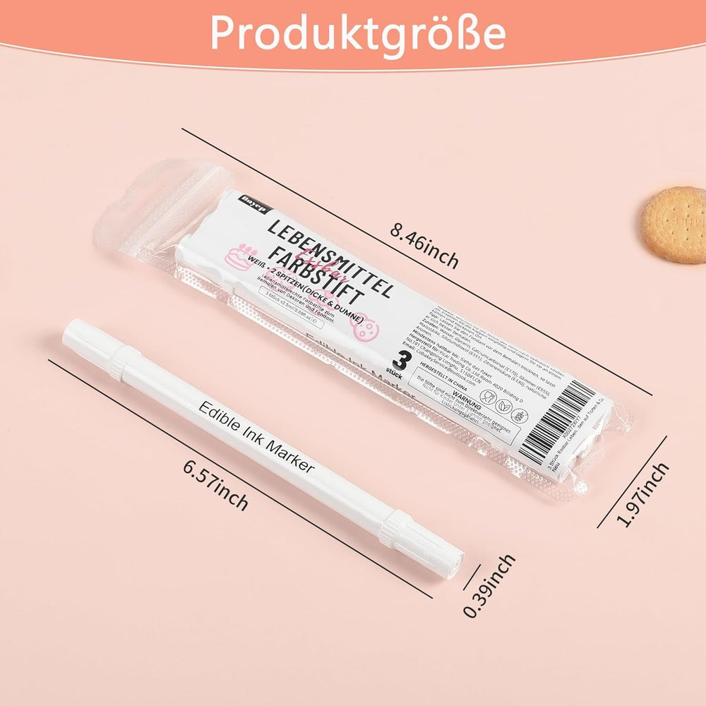 Ensemble de 3 stylos alimentaires comestibles blancs Ensemble de 3 colorants alimentaires fondants végétaliens sans gluten à double pointe blanc pour peindre et écrire sur des gâteaux, etc.