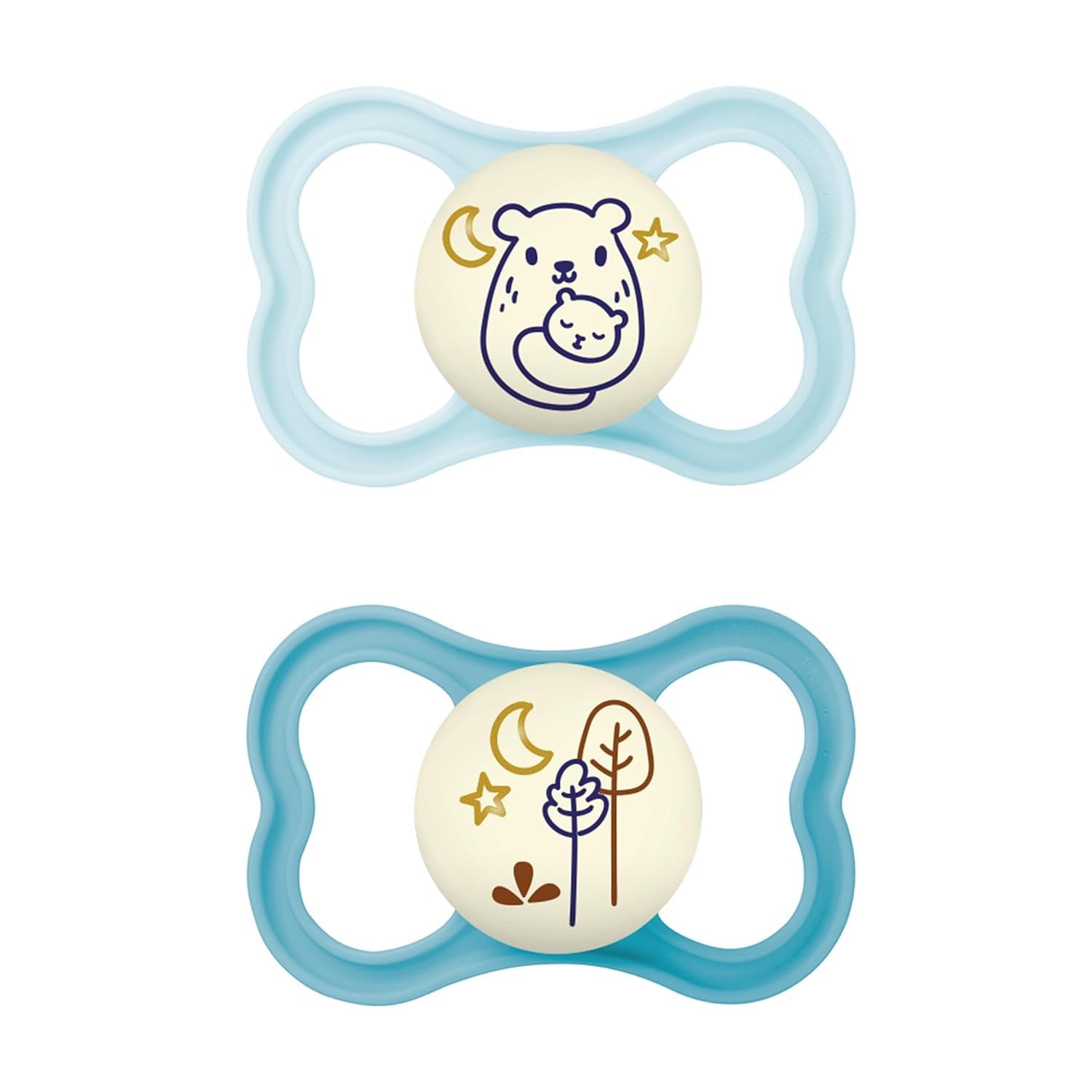 MAM Air Lot de 2 Sucettes en Silicone Extra Légères et Aérées Sucette pour Bébé Respectueuse des Dents en Silicone Spécial MAM SkinSoft avec Boîte à Sucette 6-16 Mois Ours/Rhinocéros