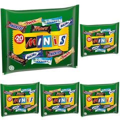 Minis mélangés, Snickers, Bounty, Twix, Milky Way, paquet de chocolat en vrac, un paquet (1 x 400 g) (paquet de 5)