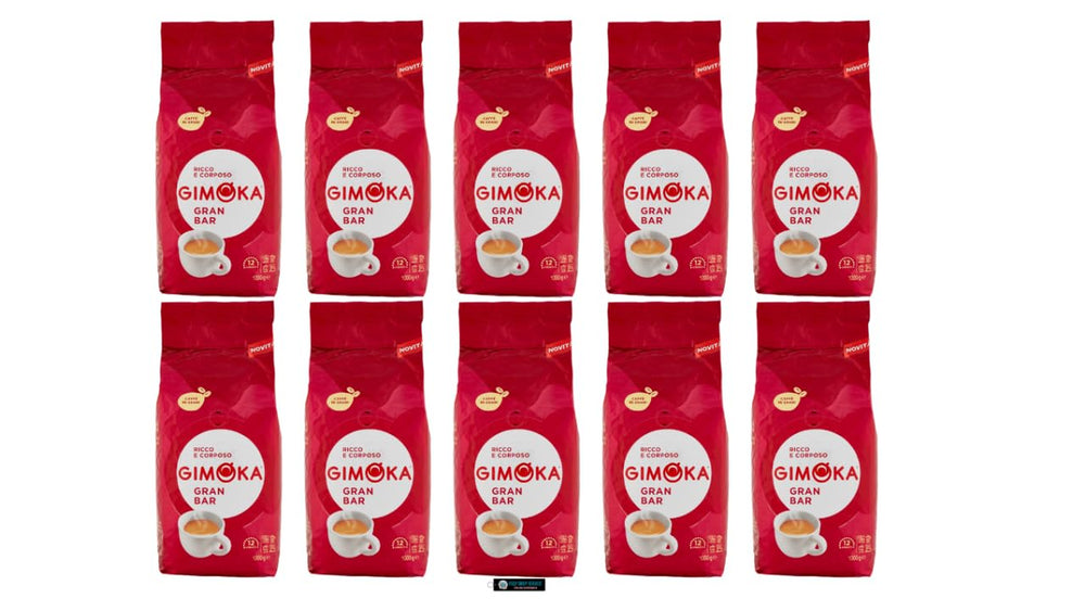 Gimoka Gran Bar Café en grains, riche et crémeux, 1 kg, paquet de 10, + porte-clés