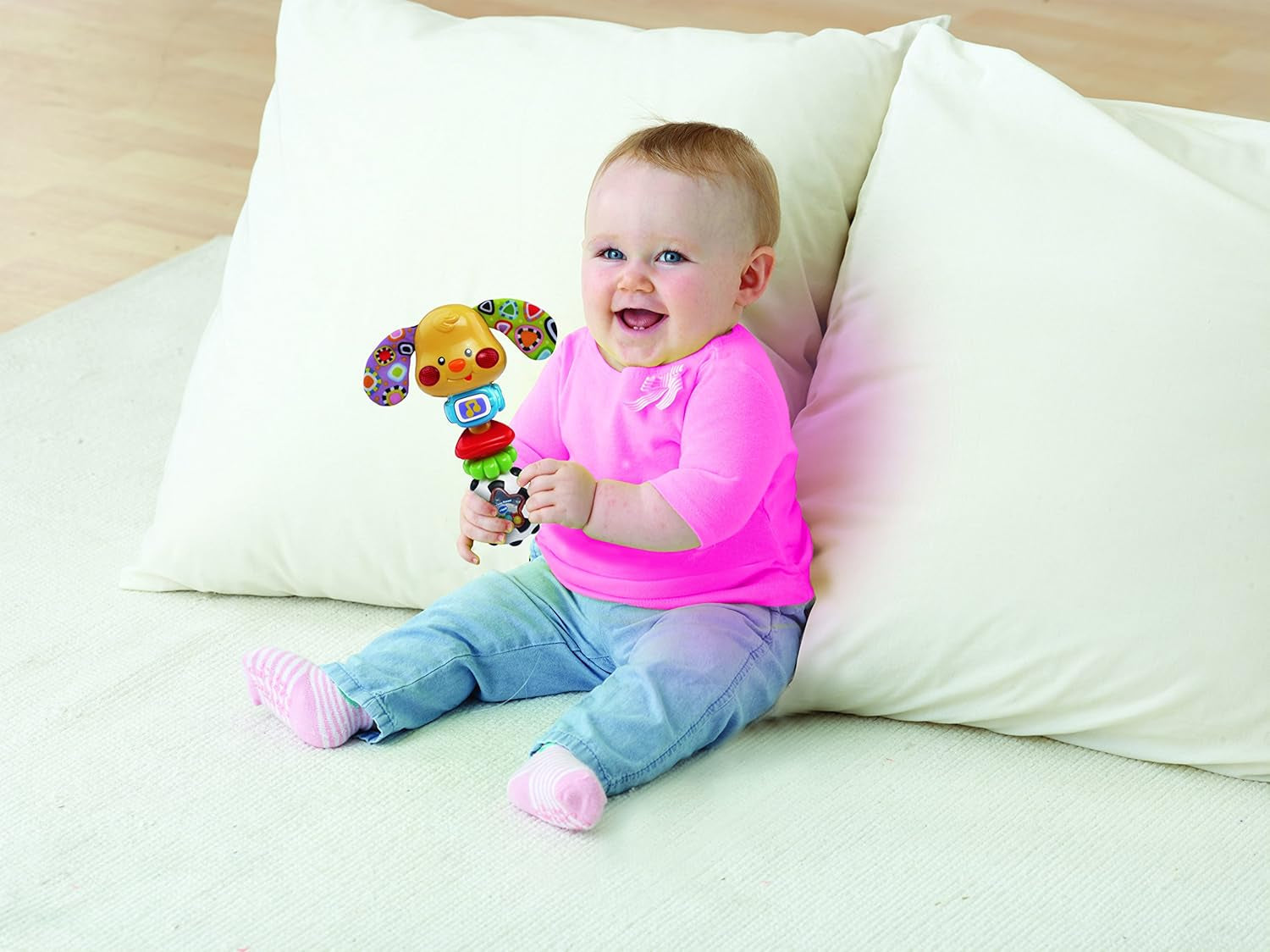 VTech Hochet pour bébé - Hochet pour bébé design chiot avec dictons amusants, musique et effets de lumière - Pour bébés de 3 à 24 mois Jouets pour bébés Naty Shop